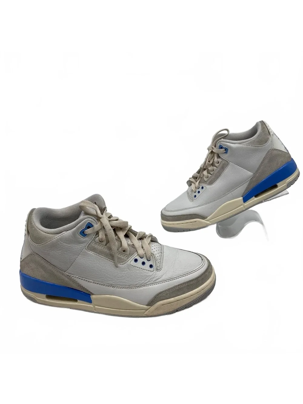 Jordan White-Blue Leather Sneakers | Men’s US9 Classic 3 Retro Lucky
